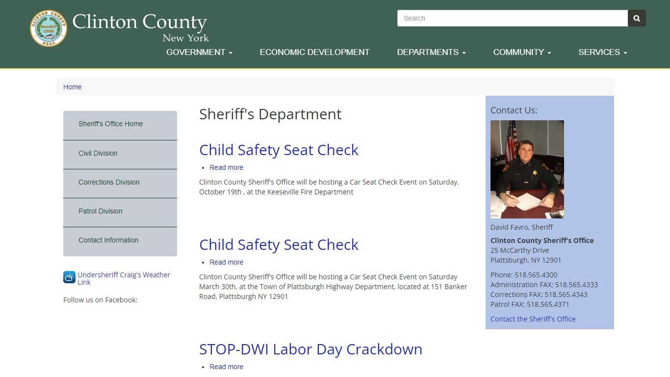 Sheriff's Department | Clinton County New York